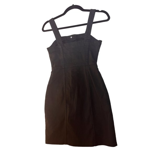 NWOT Divided H&M XXS Black Denim Button Up Short Sheath Dress Stretch & Fitted - Picture 2 of 11